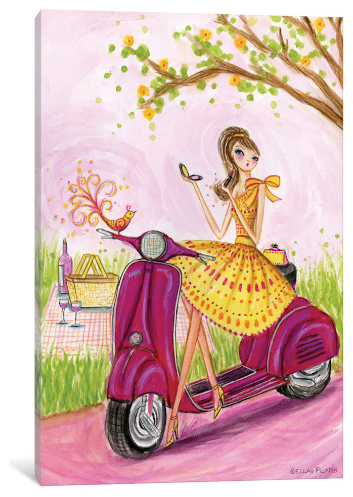 "Birdies Vespa" Canvas Art Print By Bella Pilar, 18x1.5x26
