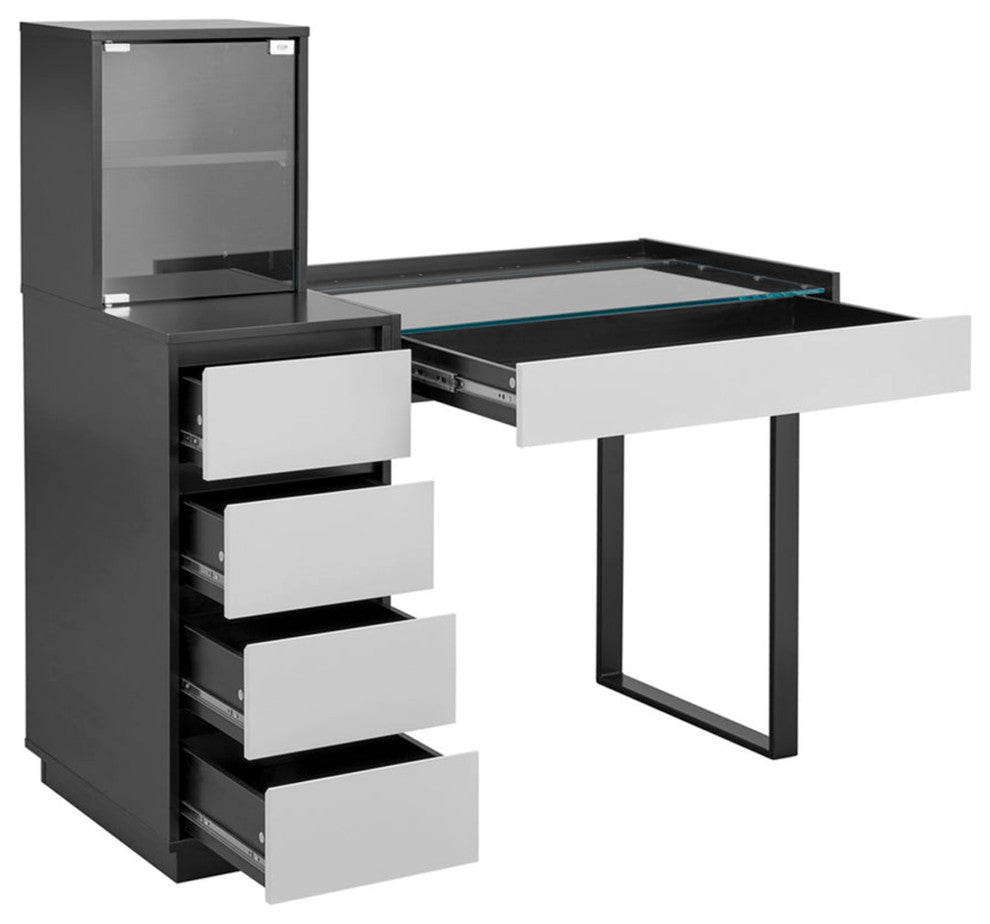 SlayStation Duet Vanity Table Desk, Black/Gray