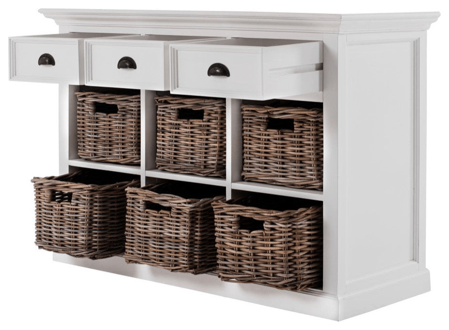 Modern Farmhouse Buffet Server With Basket Set
