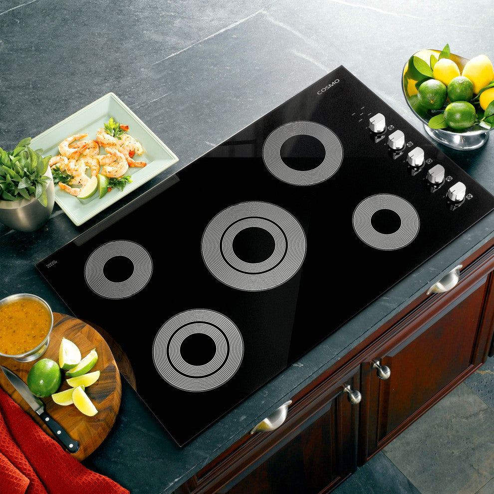 3-Piece, 36" Electric Cooktop 36" Wall Mount Range Hood 24" Electric Wall Oven
