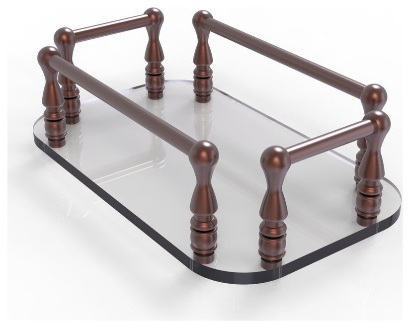 Vanity Top Glass Guest Towel Tray, Antique Copper