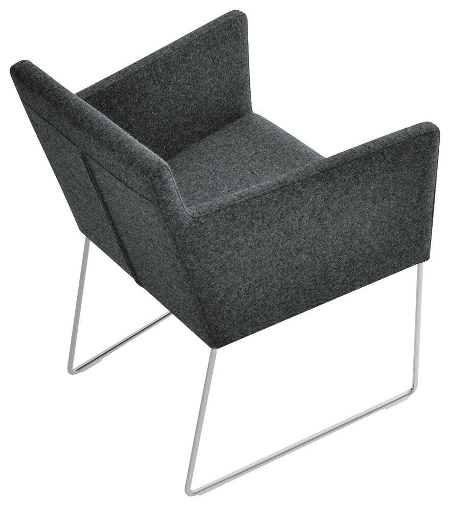 Harput Wire Chair, Chrome Base, Dark Gray Camira Wool