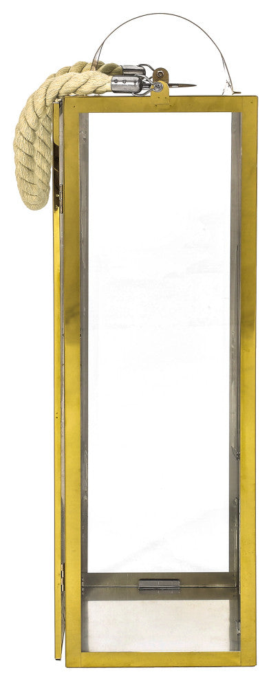Brianna Outdoor 22" Modern Stainless Steel Lantern, Gold