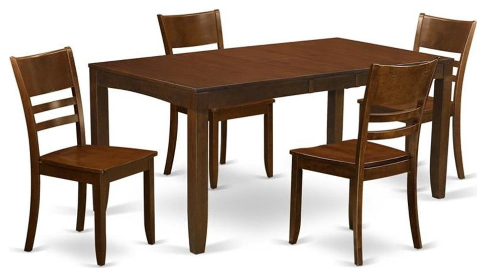 Lyfd5-Esp-W, 5-Piece Dining Room Set, Table With Leaf and 4 Chairs