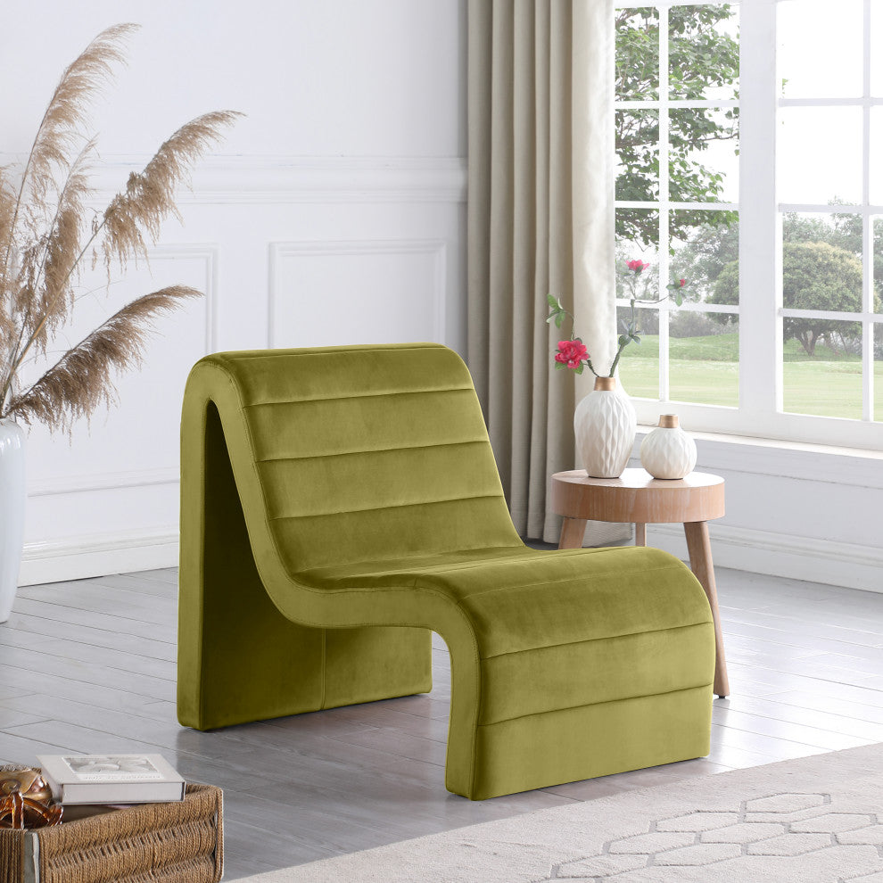 Ivy Upholstered  Accent Chair, Olive, Velvet