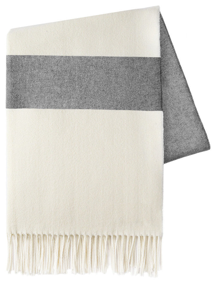 Sydney Stripe Herringbone Throws, Charcoal