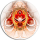 Red Symmetrical Fractal Heart, Abstract Large Disc Metal Wall Art, 11"