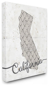 Stupell Industries California Patterned Grey US State Design, 24 x 30