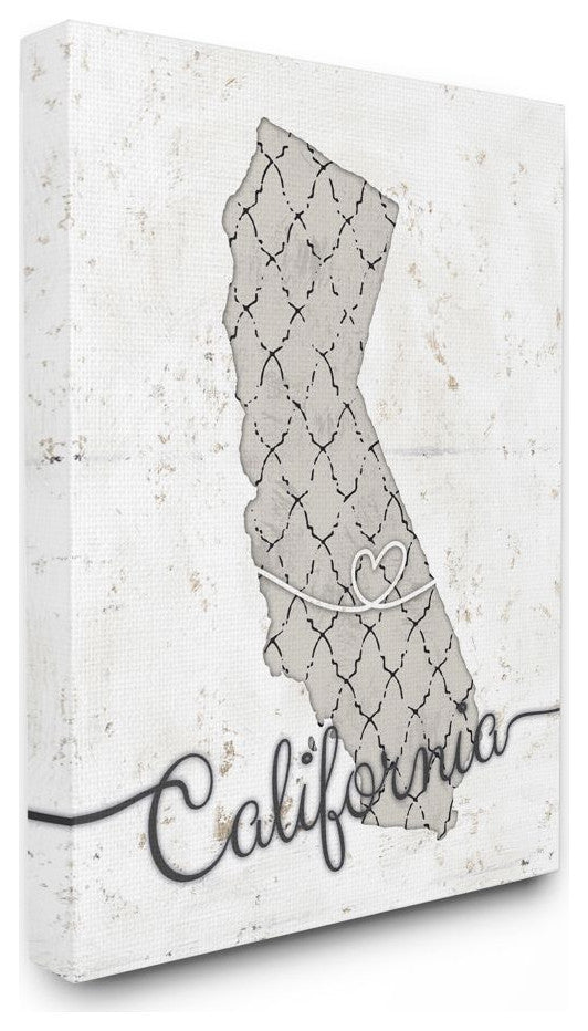 Stupell Industries California Patterned Grey US State Design, 24 x 30