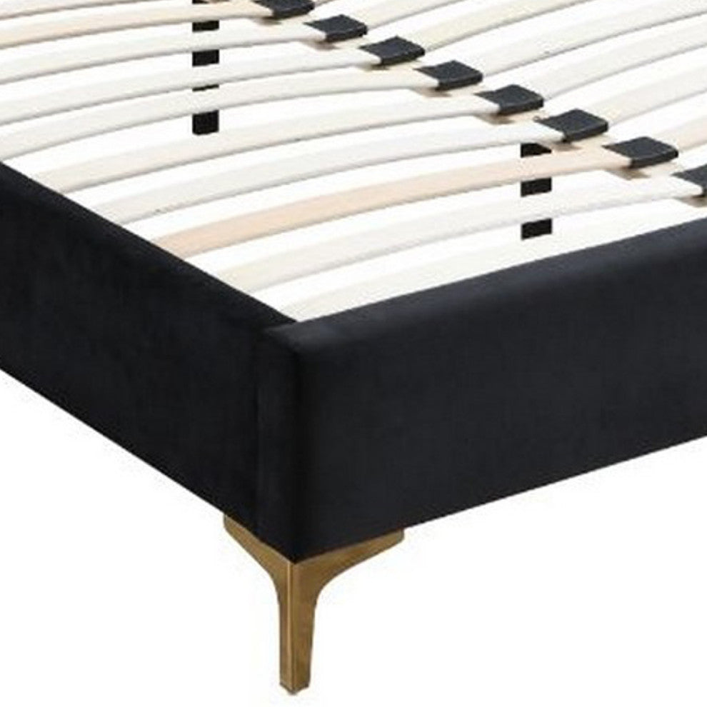 Benzara BM266430 Eastern King Bed With Diamond Tufted Headboard, Black