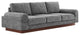 Modern Fabric Sofa with Wooden Plinth Base, Bolster Couch Ivory Fabric , Gray