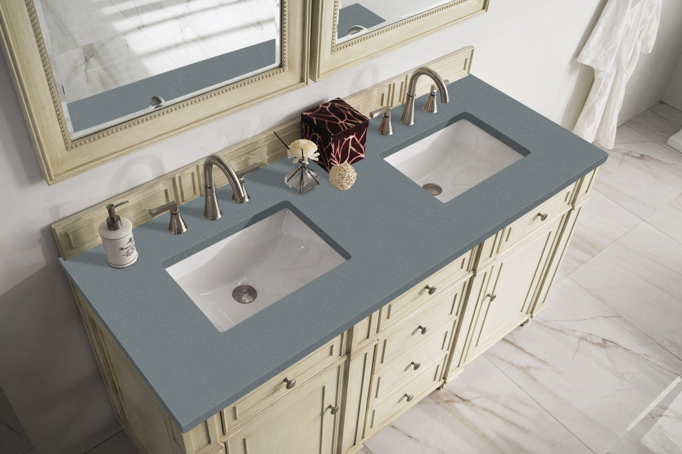 James Martin 157-V60D-VV-3CBL Bristol 60" Double Vanity Vintage Vanilla w/ 3 CM