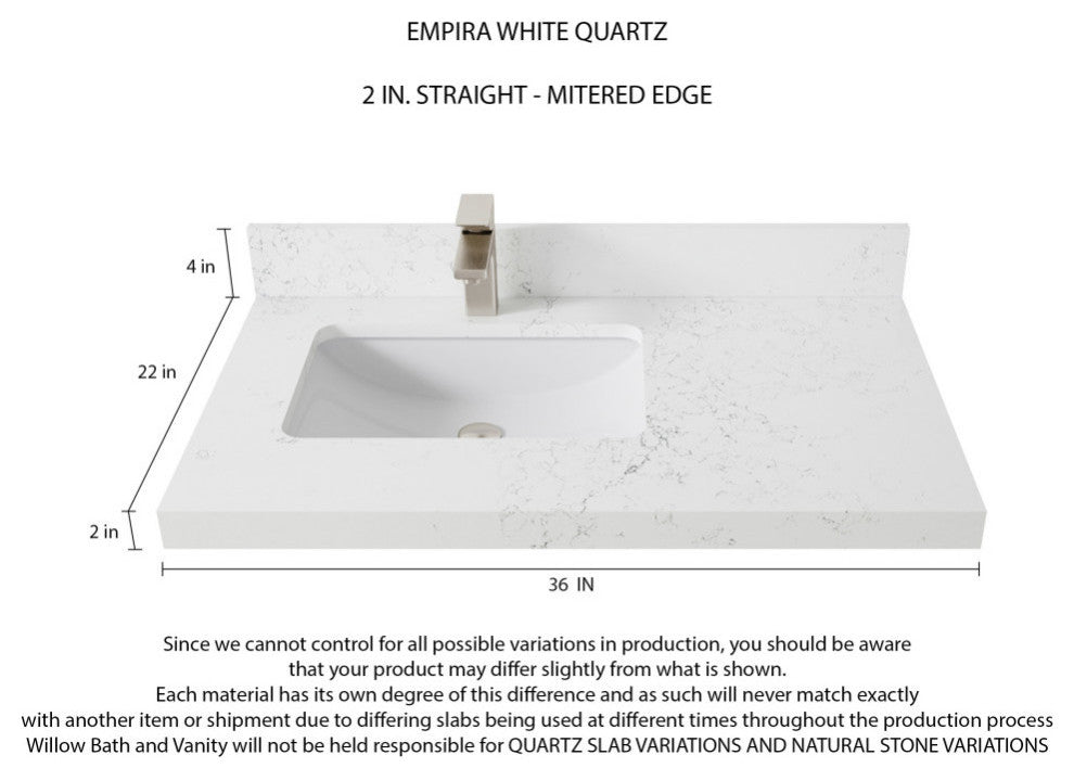 Alys Teak 36 Bathroom Vanity Left Offset Sink Whitewashed 2" Empira Quartz