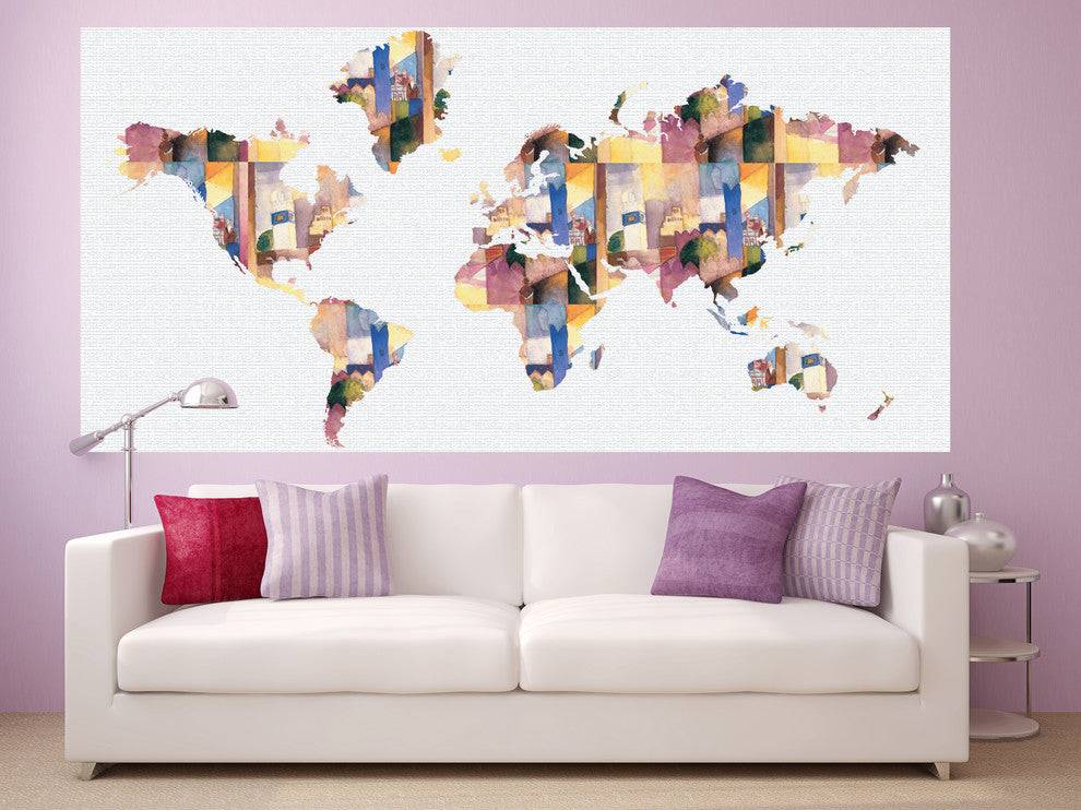 Studio Map Mural, Macke Kourain, Wallpaper, 3 Panels, 124"x60"