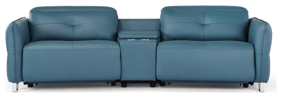Macau Reclining Leather Loveseat with Console