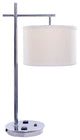 26" Tech-Friendly Metal Table Lamp in Chrome Fishich With 2 Convenience Outlets