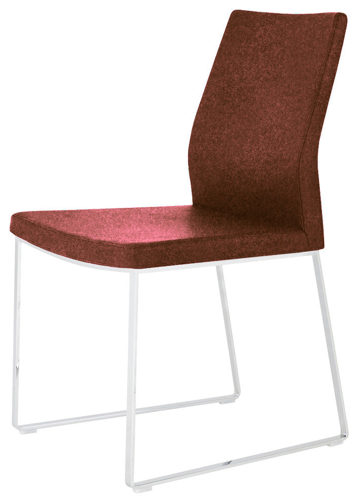 Pasha Sled Chair, Chrome Base, Rustic Orange Camira Wool