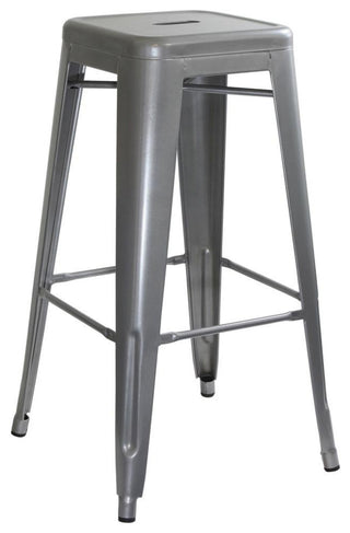 AmeriHome Loft Silver Metal Bar Stool - 3 Piece