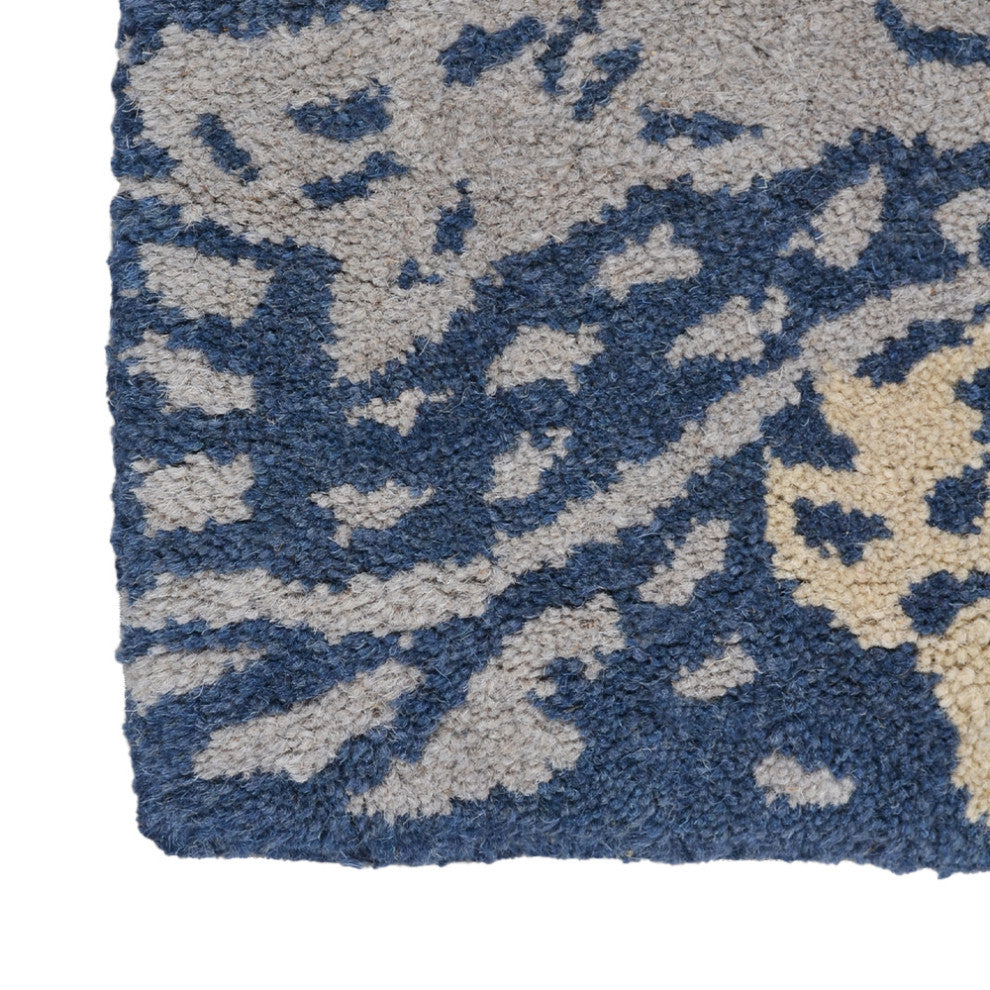HAND TUFTED WOOL ECO-FRIENDLY AREA RUGS - Square,Blue Beige,Contemporary