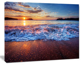 Blue Sea Waves during Sunset, Seashore Canvas Art Print, 20"x12"