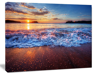 Blue Sea Waves during Sunset, Seashore Canvas Art Print, 20"x12"