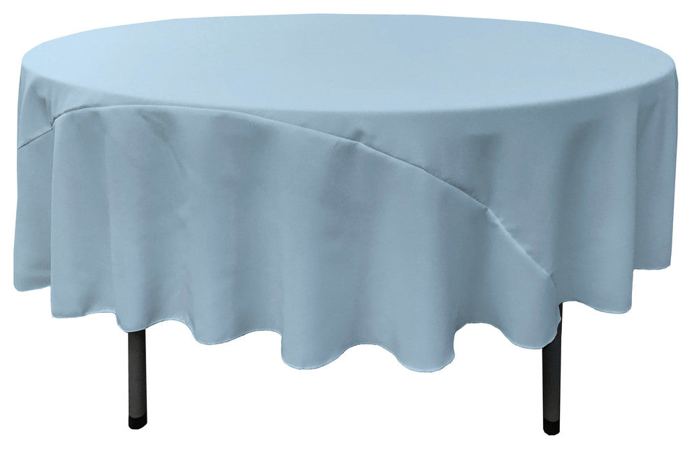LA Linen Polyester Poplin Tablecloth 90" Round, Light Blue