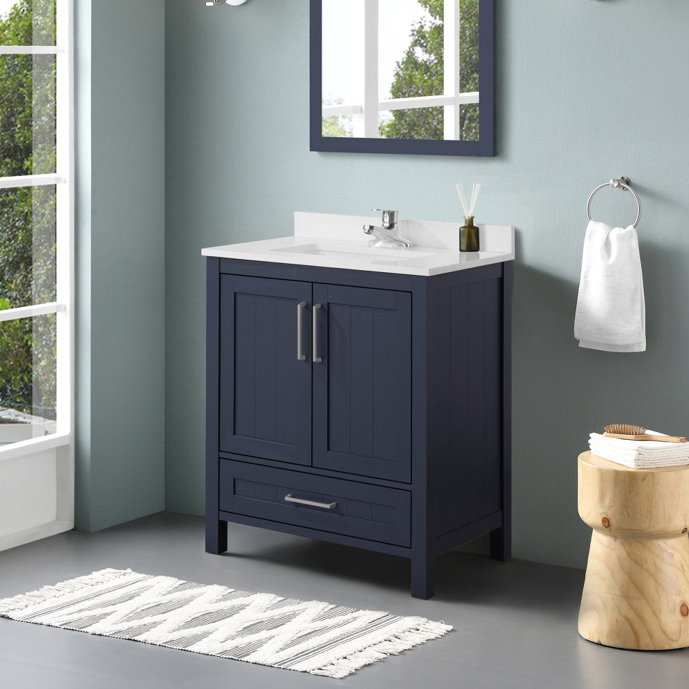 OVE Decors Kansas 18" Single Sink Vanity With Countertop, Midnight Blue, 30 in.