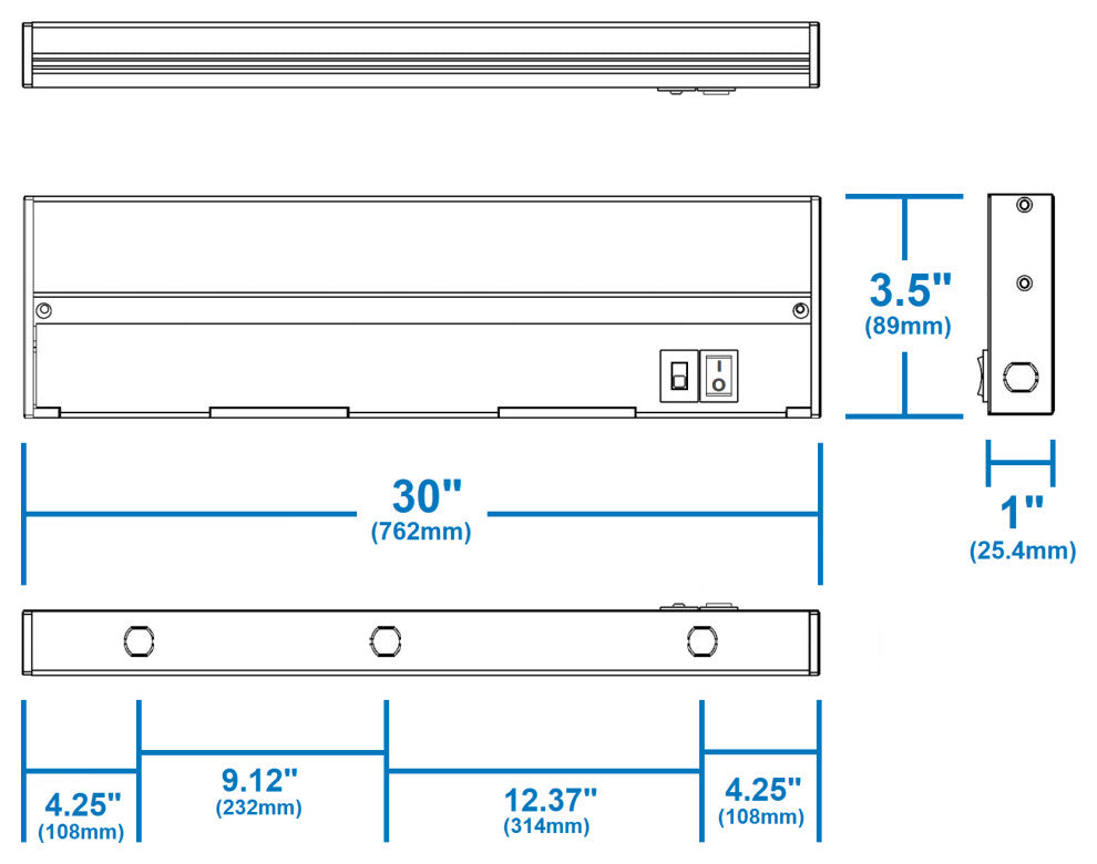 NUC-5 Series Selectable LED Under Cabinet Light, Oil Rubbed Bronze, 30