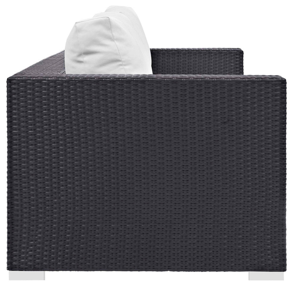 Convene 3 Piece Set Outdoor Patio with Fire Pit Espresso White