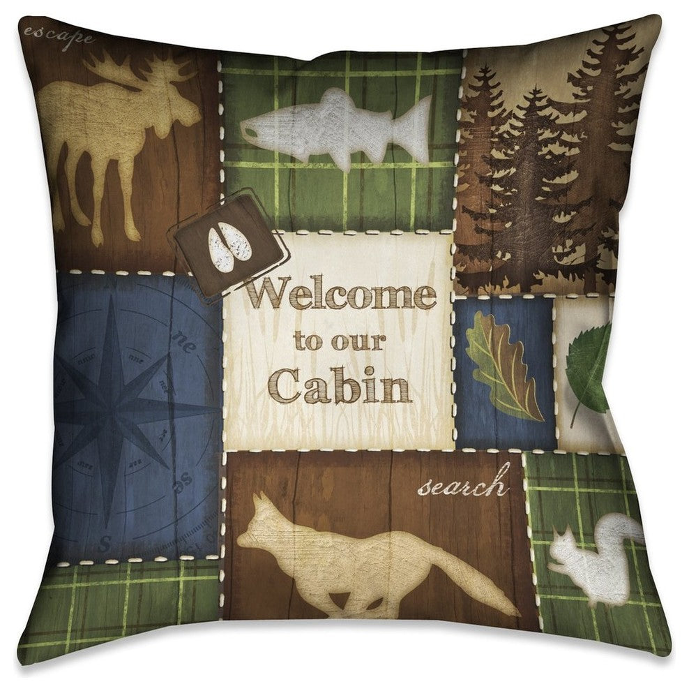 Laural Home Welcome to our Cabin 18" X 18" Indoor Decorative Pillow
