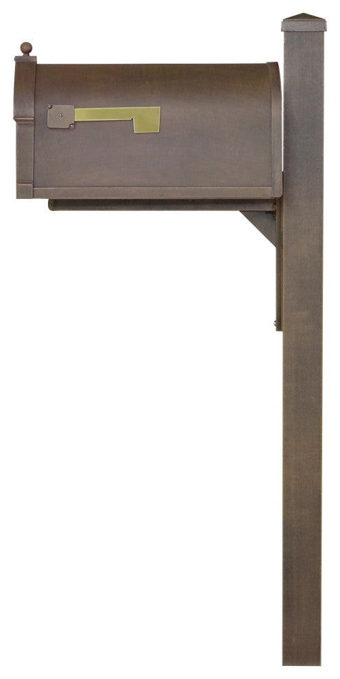 Berkshire Mailbox With Locking Insert and Wellington Post, Copper