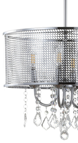Avah Metal and Crystal Adjustable LED Drop Pendant, Chrome, 17