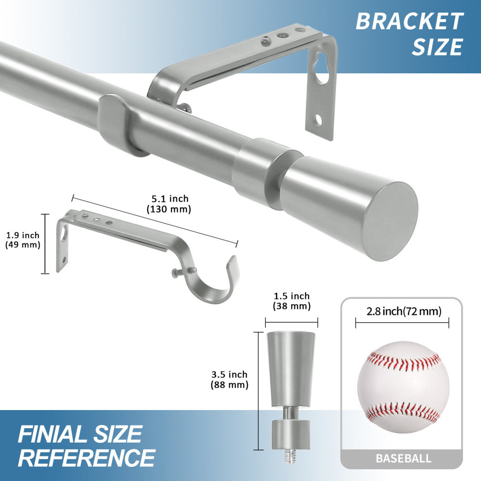 1" Nagle Adjustable Curtain Rod, Pewter, 84"-120"