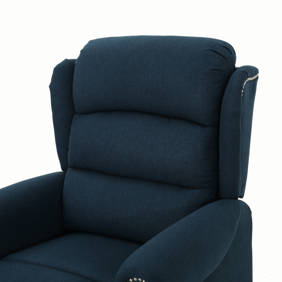 GDF Studio Desiree Tufted Fabric Power Recliner, Navy Blue