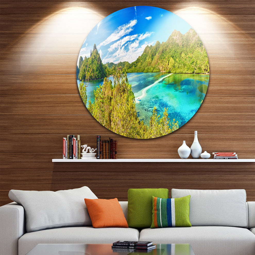 Snake Island Panorama, Landscape Photo Round Wall Art, 38"