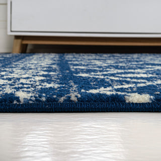 Aksil Moroccan Beni Souk Area Rug, Navy/Cream, 4 Ft. X 6 Ft.