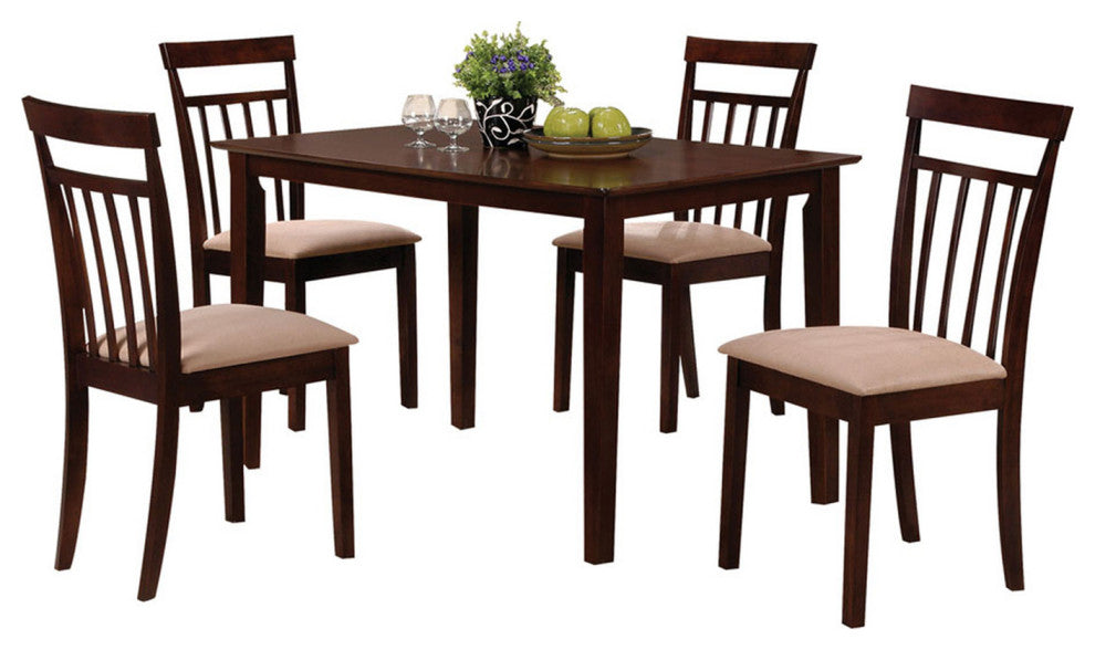 5-Piece Dining Set, Espresso/Beige Finish