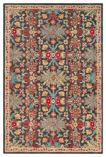 Surya Tabriz TBZ-1006 5'x7'6" Rug, Peach/Red/Wheat/Gray/Cream/Gray/Camel/Teal