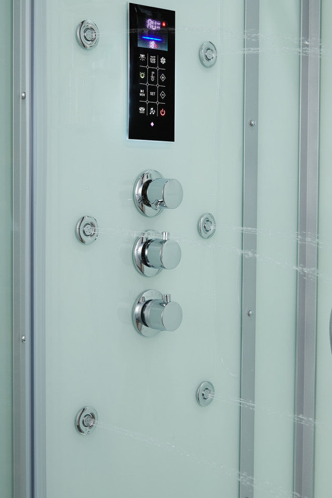 Platinum Arezzo Walk-in Steam Shower Sauna Spa w/ jets Smart TV Bluetooth, White, Left Position