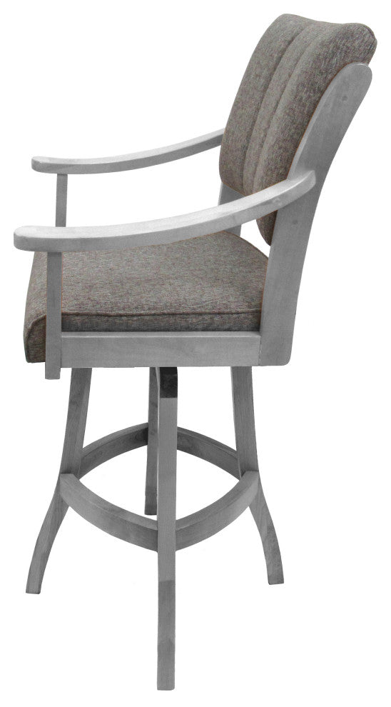 Swivel Counter Wood Bar Stool Casa on S-Base, Mojave Grey - White, 34"