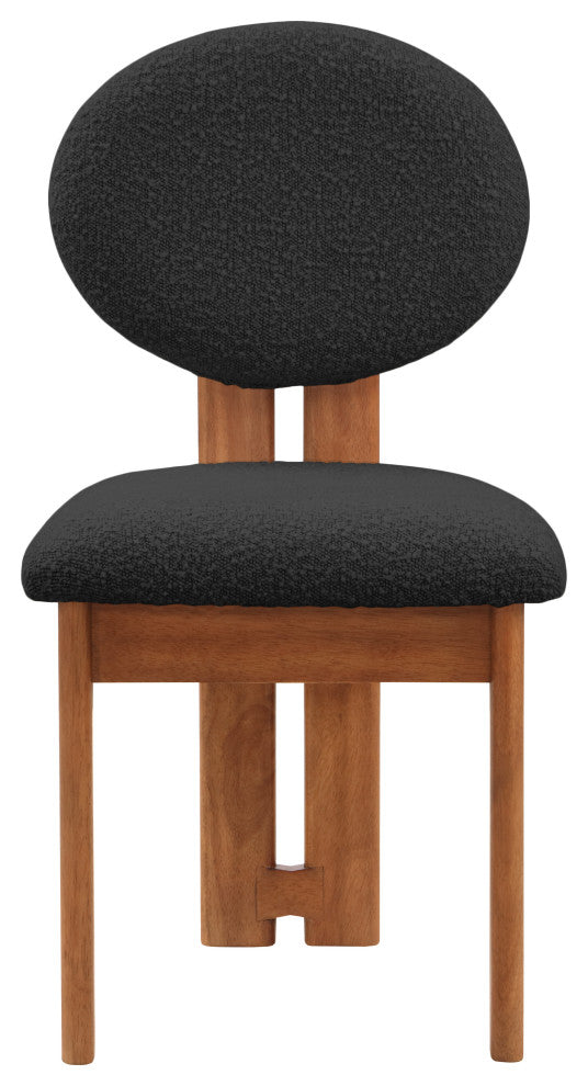 Napa Boucle Fabric Dining Chair, Set of 2, Black, Walnut Finish