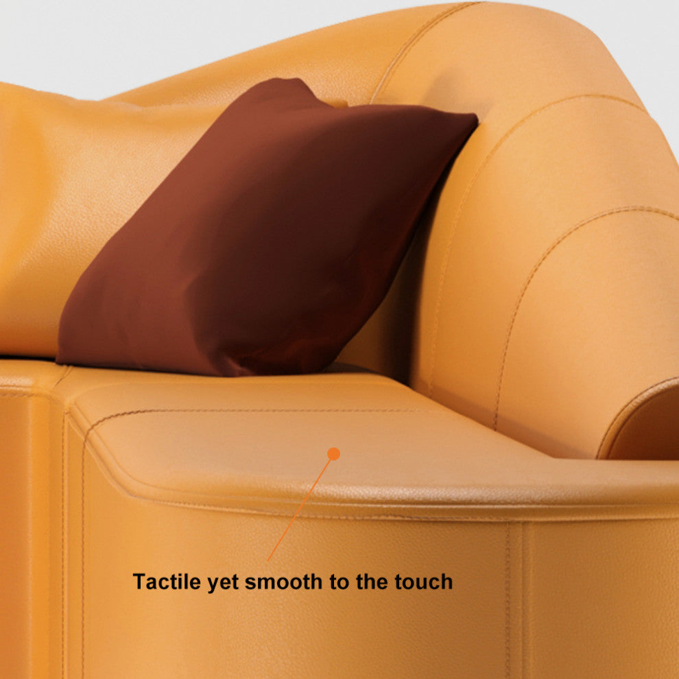 Modern 6-Seater Orange L-Shaped Corner Sectional Sofa Faux Leather Upholstery