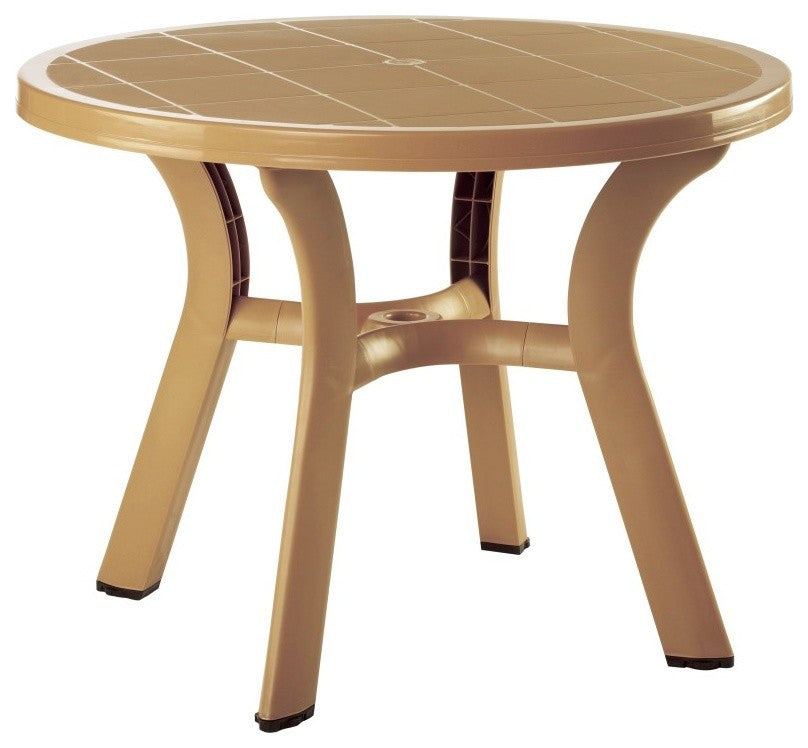 Truva Resin Round Dining Table 42 inch Teak Brown
