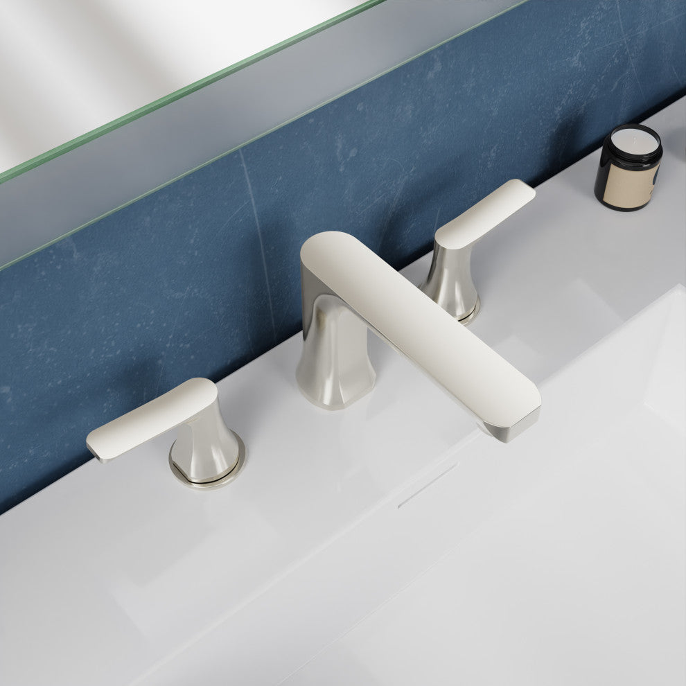 2-Handle 3-Hole Widespread Bathroom Faucet, Brushed Nickel