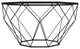 Malibu Round Coffee Table with Round Glass Tabletop in Geometric Metal Base, Black