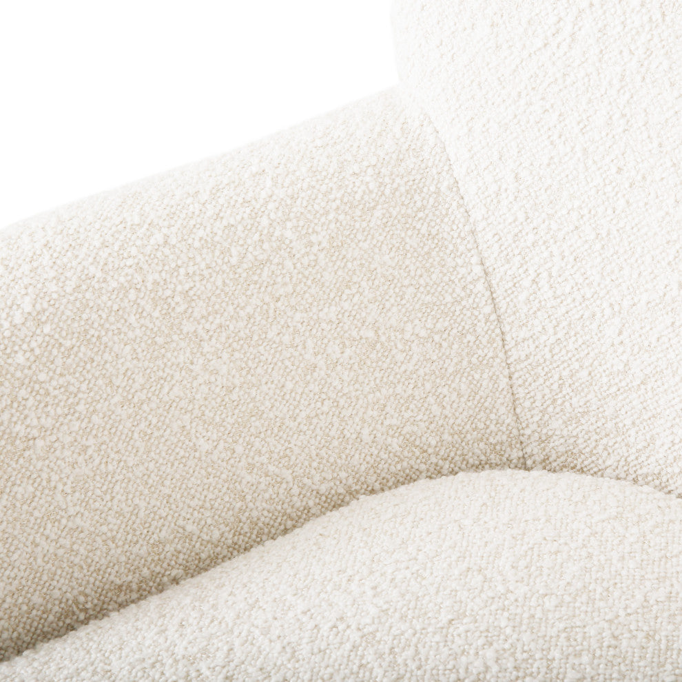 Gerald Boucle Upholstered Club Chair and Ottoman Set, Almond