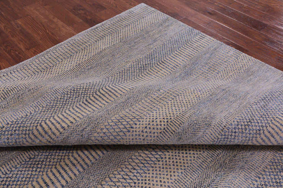 9' 0" X 12' 1" Savannah Grass Wool and Silk Handmade Rug Q11994