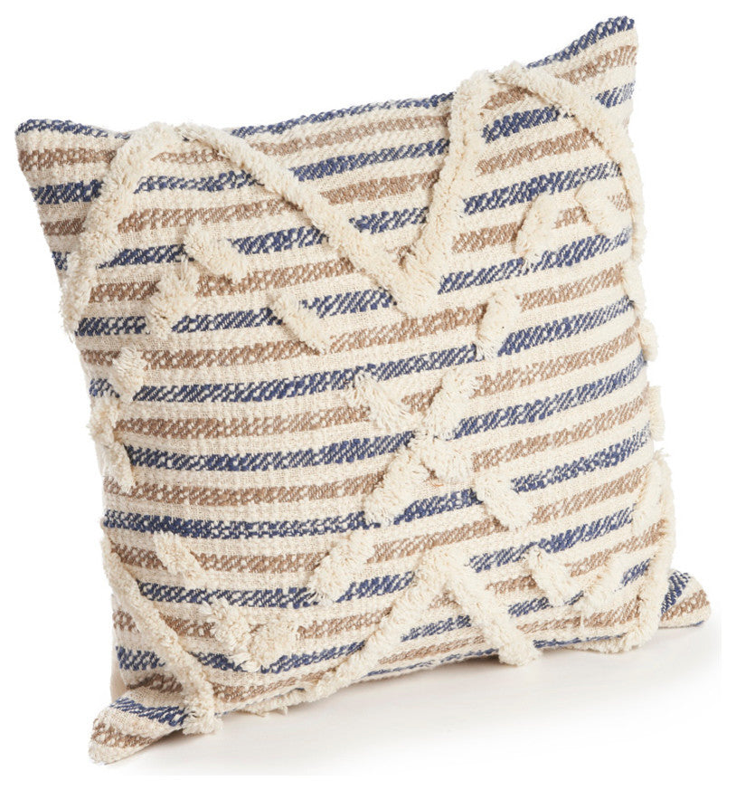 Textured Stripe Cotton Throw Pillow