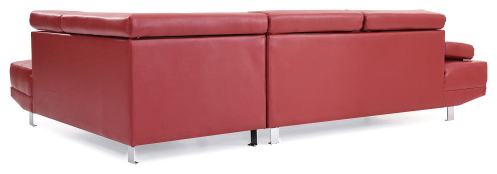 Riveredge 109" W 2 Piece Faux Leather L Shape Sectional Sofa, Red
