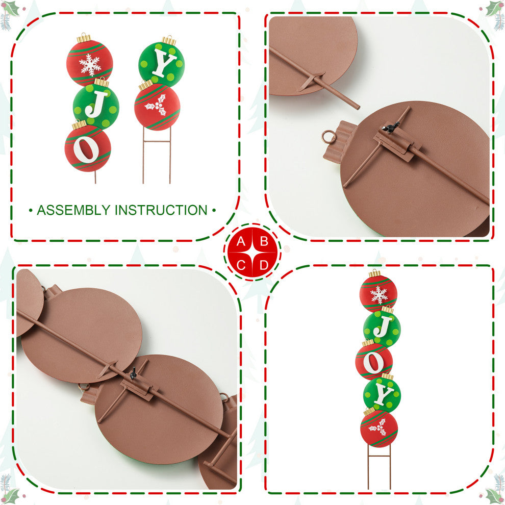 Metal JOY & NOEL Ornament Yard Stake, 2-Piece Set
